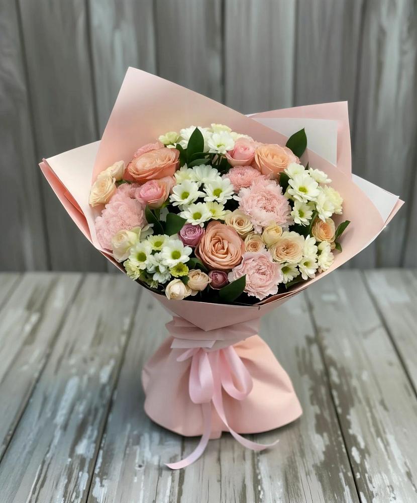 Букет цветов из: Гвоздики, Розы и Хризантемы в Ильино-Поляна