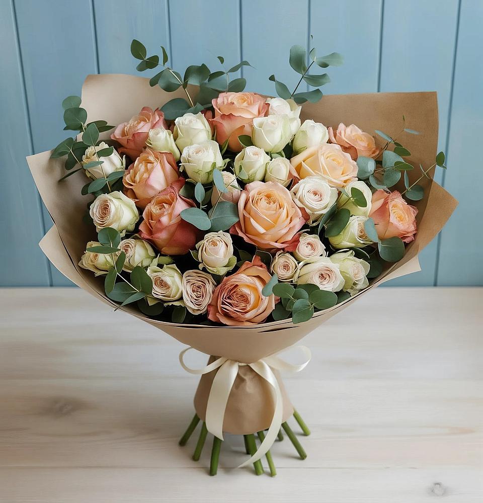 Букет цветов из: Альстромерии и Розы в Ильино-Поляна