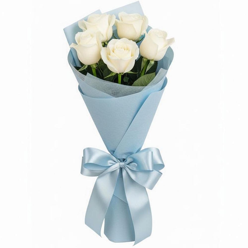 Букет 5 Белых роз Проуд в Ильино-Поляна