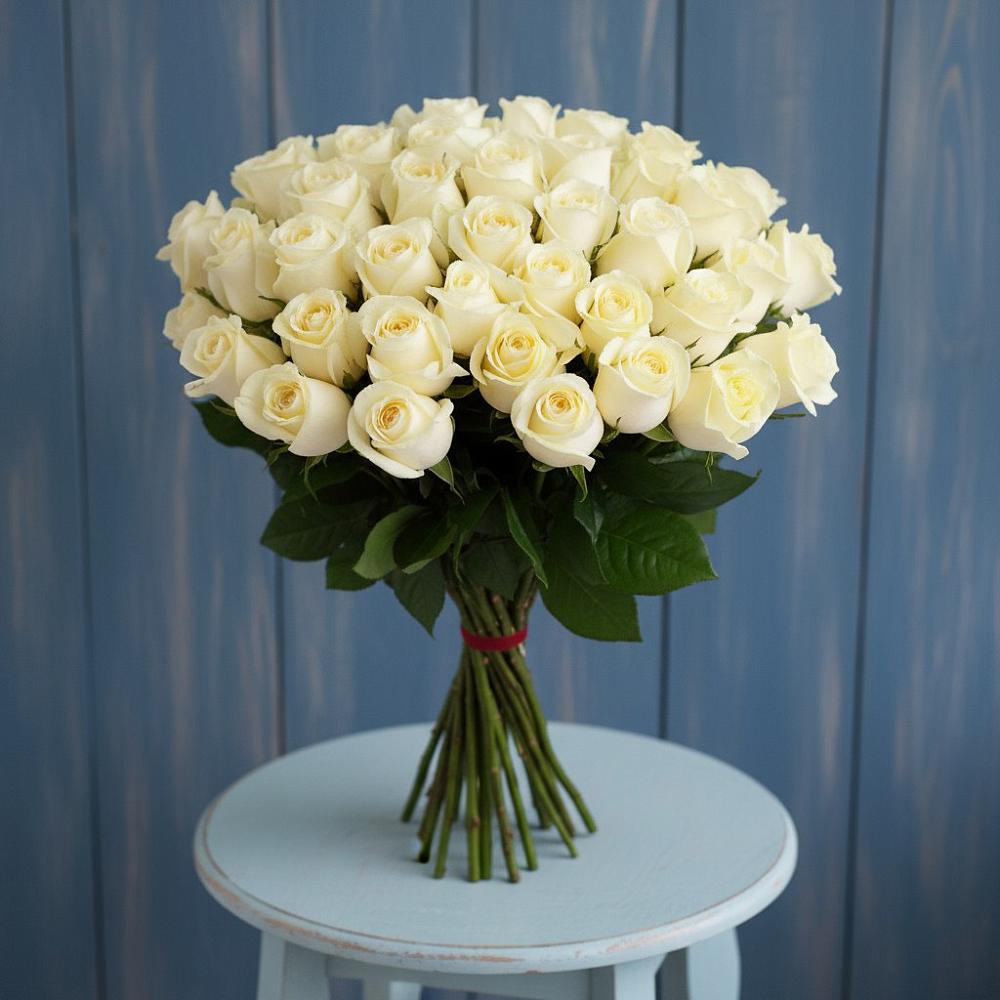 Букет 51 Белая роза Эдлесс Лав в Ильино-Поляна
