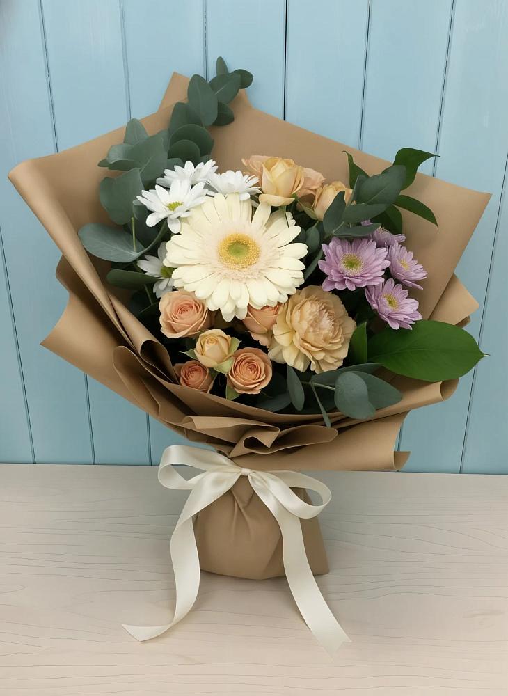 Букет цветов из: Герберы и Хризантемы в Ильино-Поляна