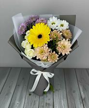 Букет цветов из:  Розы, Герберы и Хризантемы в Ильино-Поляна