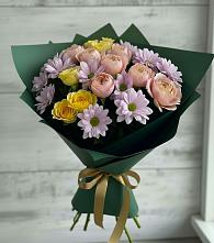Букет цветов из:  Хризантемы и Розы в Ильино-Поляна