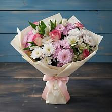 Букет цветов из:  Хризантемы, Альстромерии и Розы в Ильино-Поляна