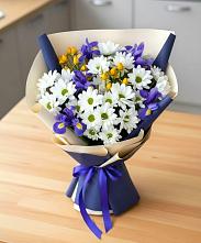 Букет цветов из:  Розы, Ирисы и Хризантемы #REPLACE_PRED# Ильино-Поляна