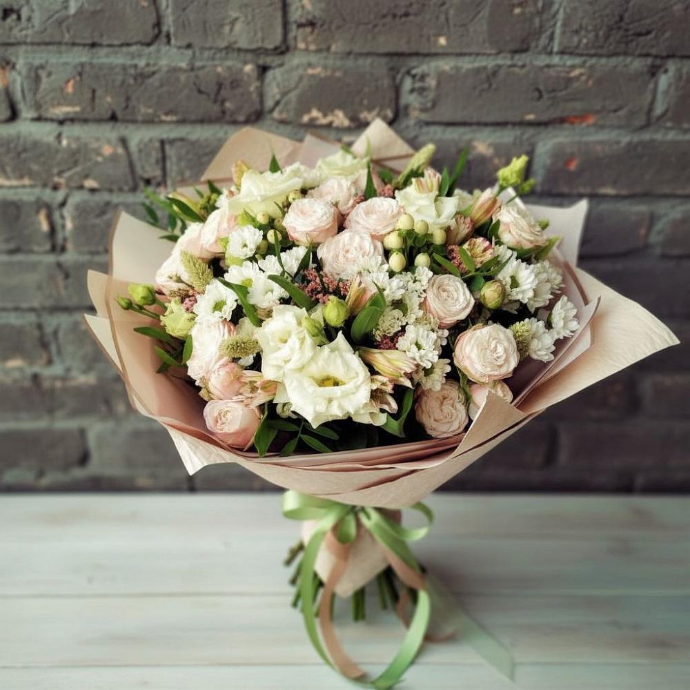 Букет цветов из: Альстромерии, Розы и Хризантемы в Ильино-Поляна